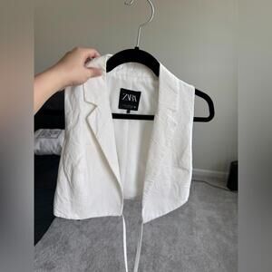 ZARA Linen Blend Tailored Vest Tie Waist Cream (SIZE XS)